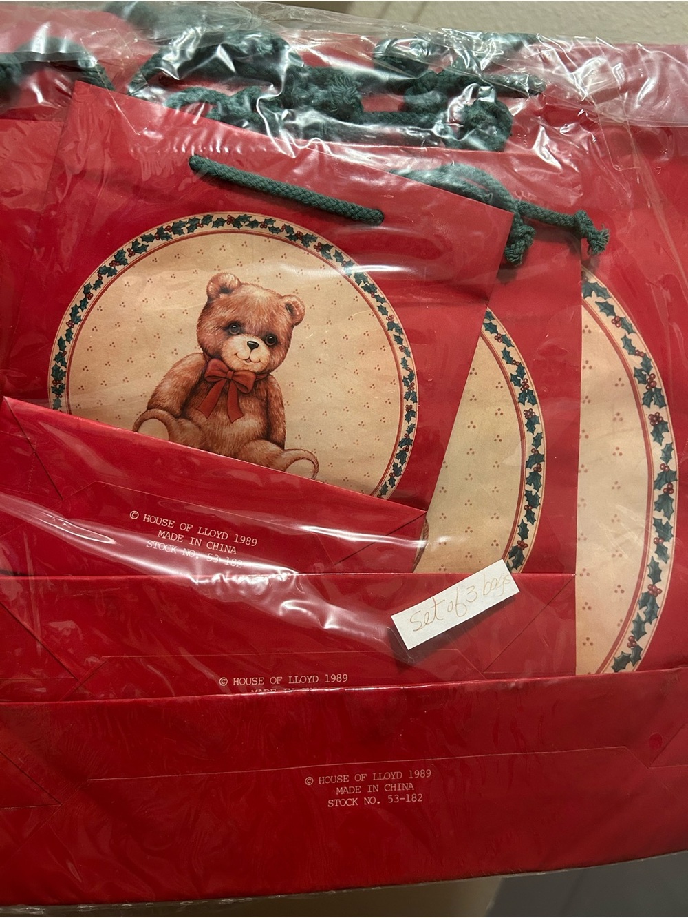 Vintage Teddy Bear Gift Bags - Set of 3
